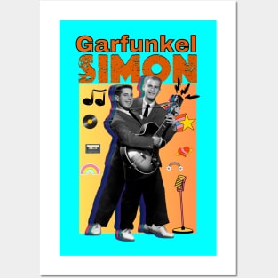 Simon & Garfunkel  folk rock duo art 90s style retro vintage 80s Posters and Art
